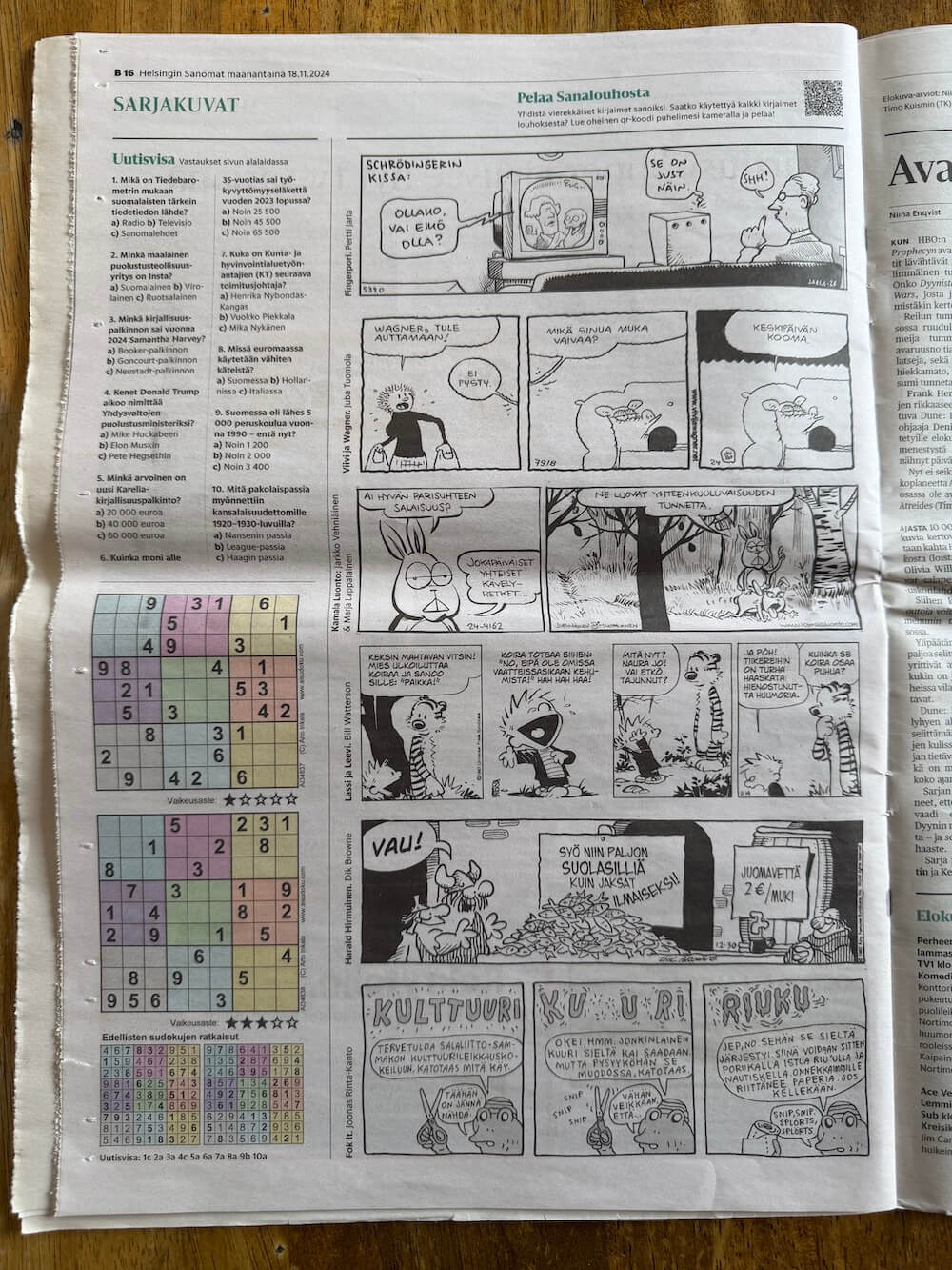 【フィンランド訪問】ヘルシンキ編 #18 ヘルシンキの新聞とフリーペーパー。折込チラシに数独が入っていた